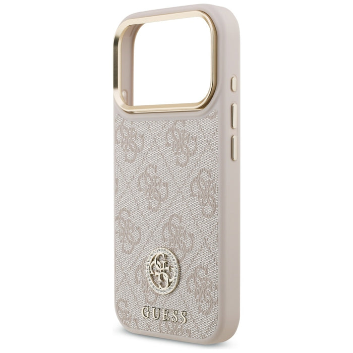 Guess 4G Strass Logo &amp; Big Strap Metal Buttons MagSafe Case for iPhone 17 Pro - Pink