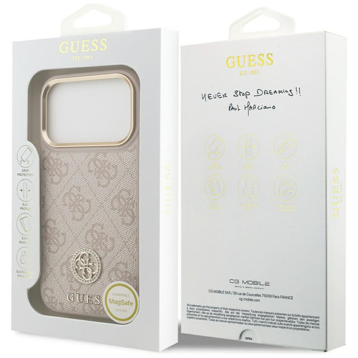 Guess 4G Strass Logo MagSafe Case for iPhone 17 Pro - Pink