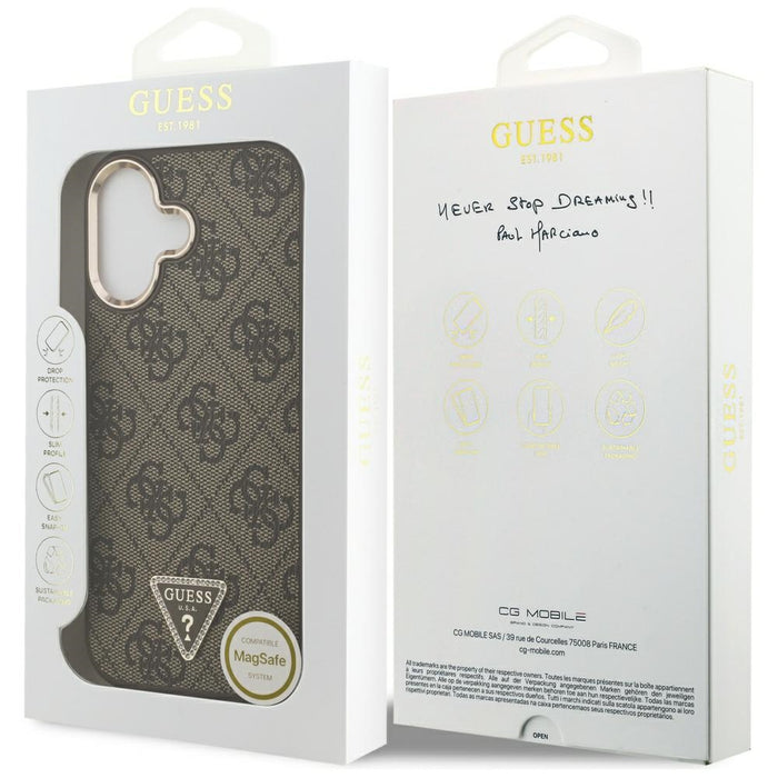 Guess 4G Triangle Logo MagSafe Case for iPhone 17 - Brown and Gold