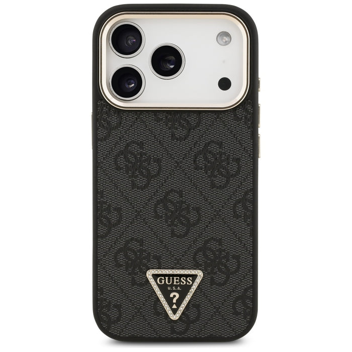 Guess 4G Triangle Logo MagSafe Case for iPhone 17 Pro - Black and Gold