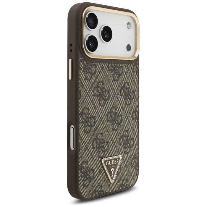 Guess 4G Triangle Logo MagSafe Case for iPhone 17 Pro Max - Brown &amp; Gold