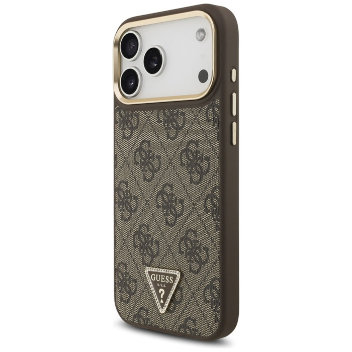 Guess 4G Triangle Logo MagSafe Case for iPhone 17 Pro Max - Brown &amp; Gold