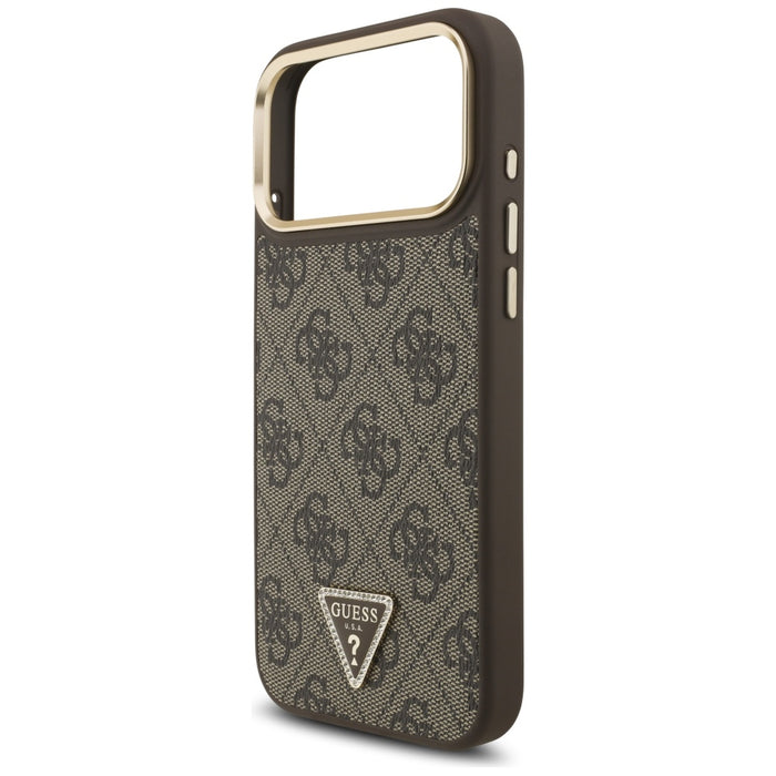 Guess 4G Triangle Logo MagSafe Case for iPhone 17 Pro Max - Brown &amp; Gold