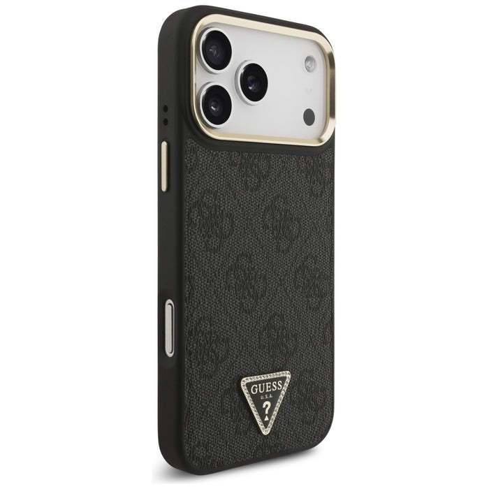 Guess 4G Triangle Logo MagSafe Case for iPhone 17 Pro Max - Black and Gold