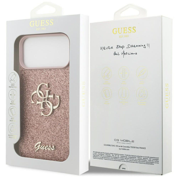 Guess Fixed Glitter Big 4G Case for iPhone 17 Pro Max - Pink