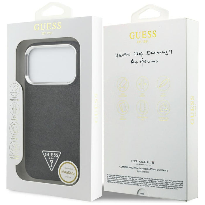 Guess Glitter Triangle Logo MagSafe Case for iPhone 17 Pro - Black
