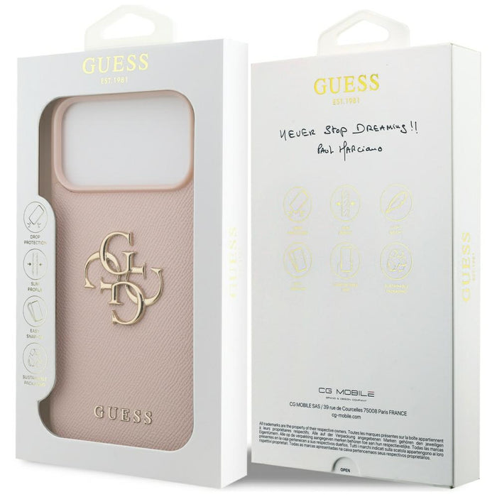 Guess Grained Big 4G &amp; Classic Logo Case for iPhone 17 Pro Max - Pink