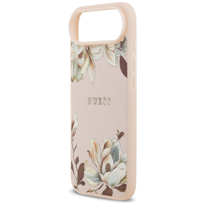 Guess Grained Flowers Classic Logo MagSafe iPhone Air Case - Pink