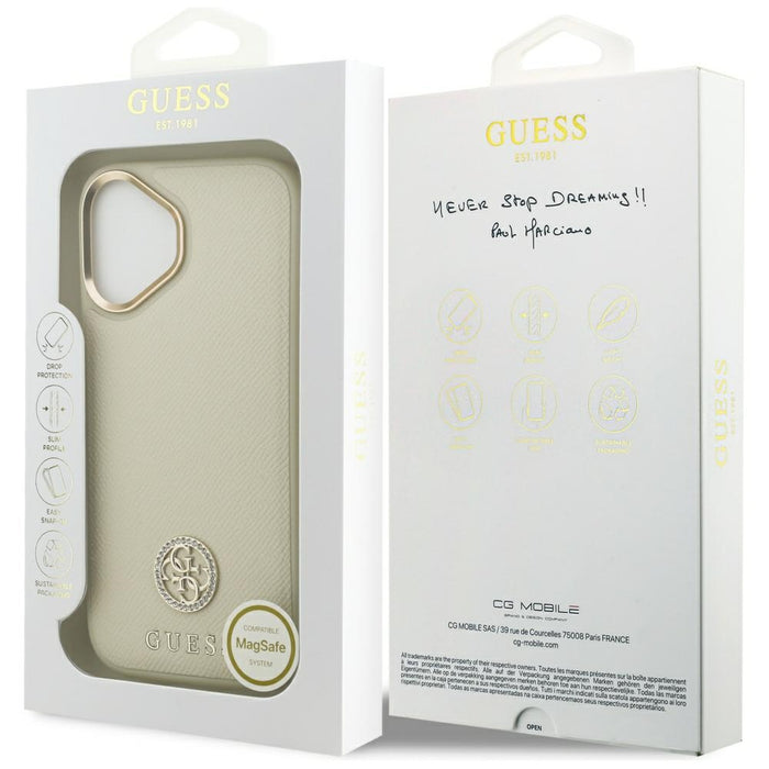 Guess Grained Strass Logo MagSafe case for iPhone 17 - beige