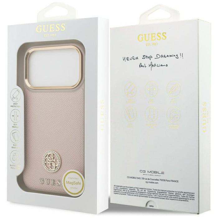 Guess Grained Strass Logo MagSafe case for iPhone 17 Pro - pink