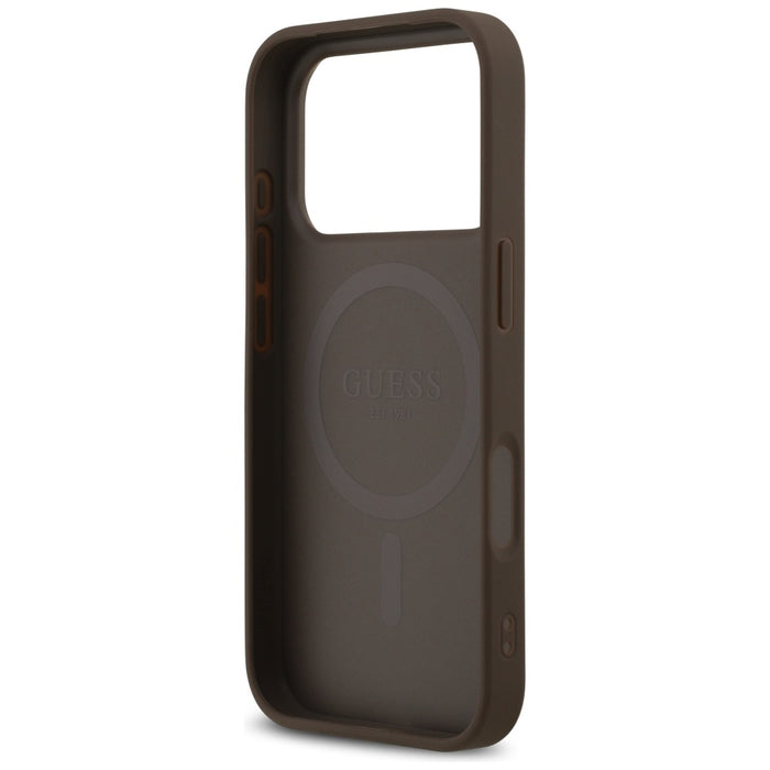 Guess Leather 4G Triangle Strass MagSafe Case for iPhone 17 Pro - Brown