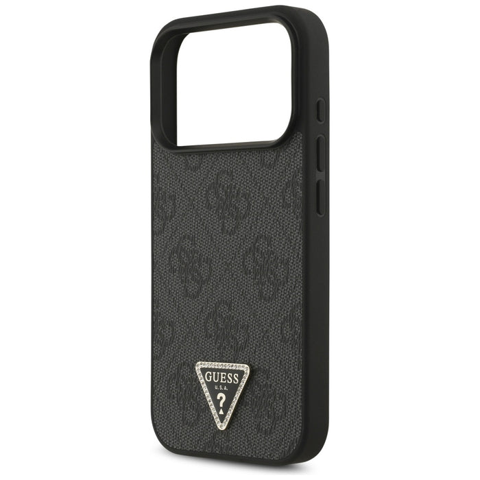 Guess Leather 4G Triangle Strass MagSafe Case for iPhone 17 Pro - Black