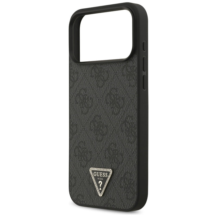 Guess Leather 4G Triangle Strass MagSafe Case for iPhone 17 Pro Max - Black
