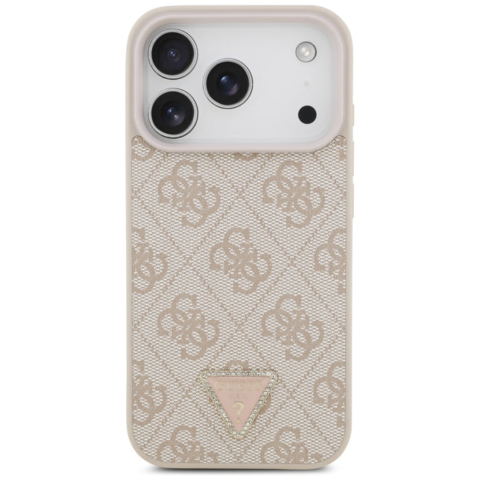 Guess Leather 4G Triangle Strass MagSafe Case for iPhone 17 Pro - Pink