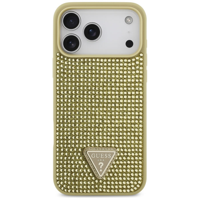 Guess Rhinestone Triangle Logo Case for iPhone 17 Pro Max - Gold