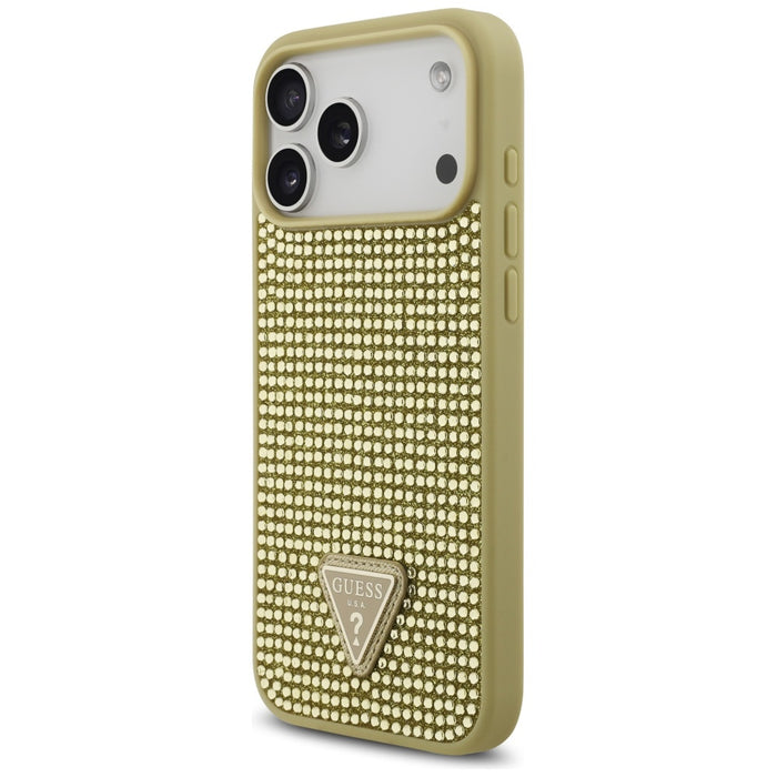 Guess Rhinestone Triangle Logo Case for iPhone 17 Pro Max - Gold