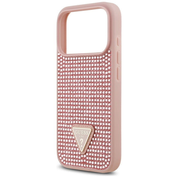 Guess Rhinestone Triangle Logo iPhone 17 Pro Case - Pink