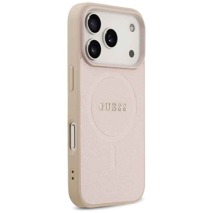 Guess Saffiano Classic Logo MagSafe Case for iPhone 17 Pro - Pink