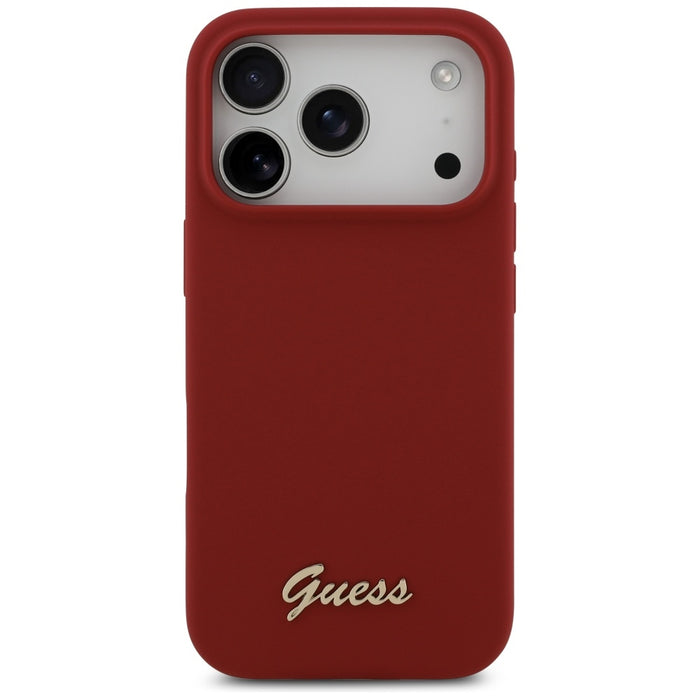 Guess Silicone Script Metal Logo MagSafe Case for iPhone 17 Pro - Red