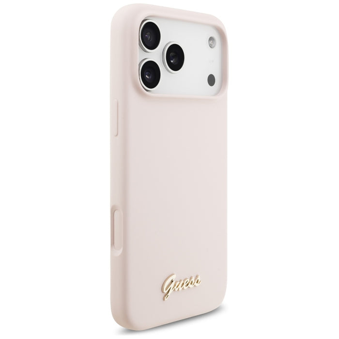 Guess Silicone Script Metal Logo MagSafe Case for iPhone 17 Pro Max - Pink