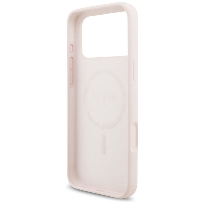 Guess Silicone Script Metal Logo MagSafe Case for iPhone 17 Pro Max - Pink