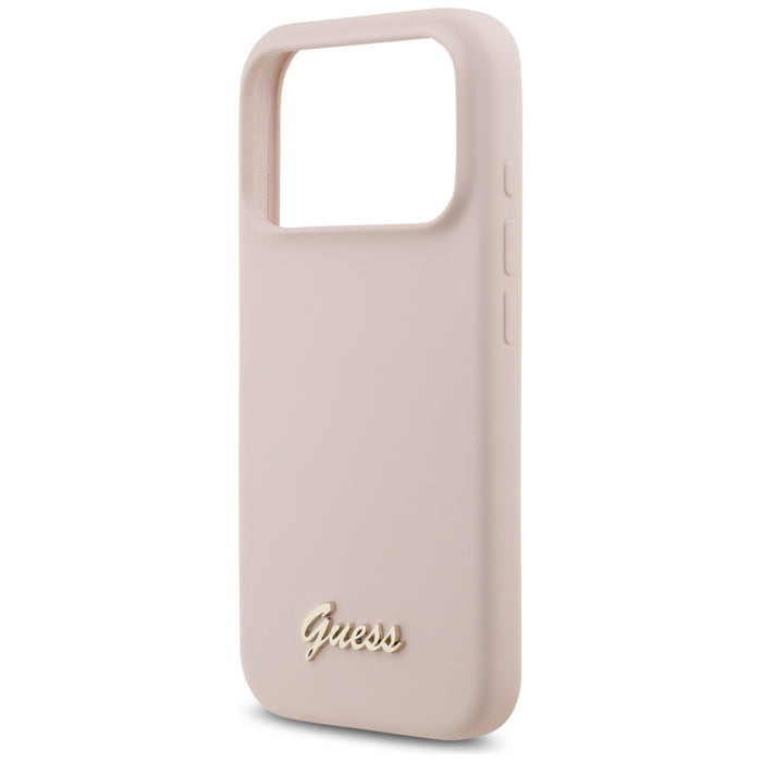 Guess Silicone Script Metal Logo MagSafe Case for iPhone 17 Pro - Pink