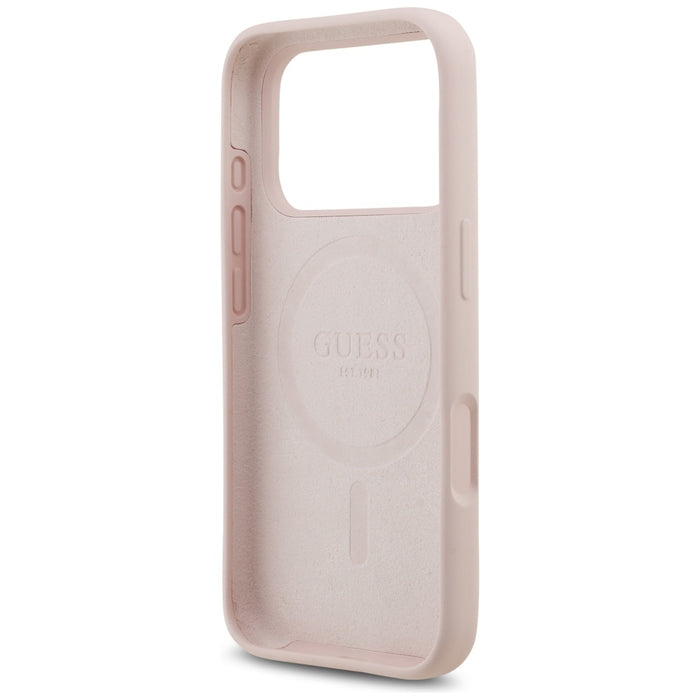 Guess Silicone Script Metal Logo MagSafe Case for iPhone 17 Pro - Pink