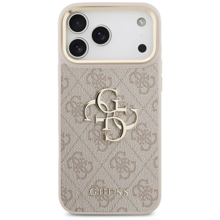 Guess 4G Big 4G Classic Logo Big Strap Metal Buttons Case for iPhone 17 Pro Max - Pink