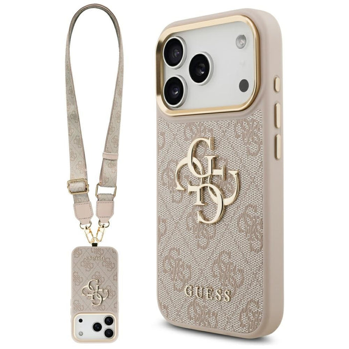 Guess 4G Big 4G Classic Logo Big Strap Metal Buttons Case for iPhone 17 Pro - Pink