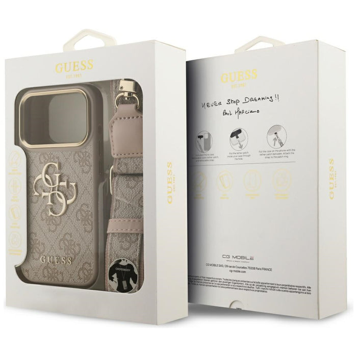 Guess 4G Big 4G Classic Logo Big Strap Metal Buttons Case for iPhone 17 Pro - Pink