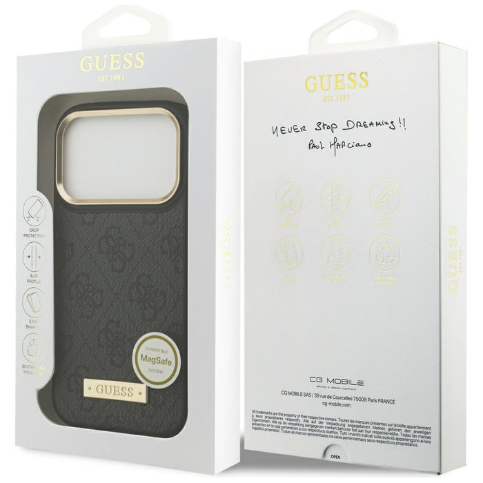 Guess 4G Logo Plate MagSafe Case for iPhone 17 Pro - Black