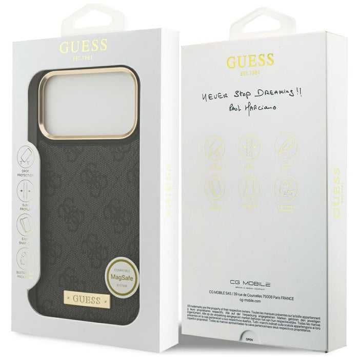 Guess 4G Logo Plate MagSafe Case for iPhone 17 Pro Max - Black