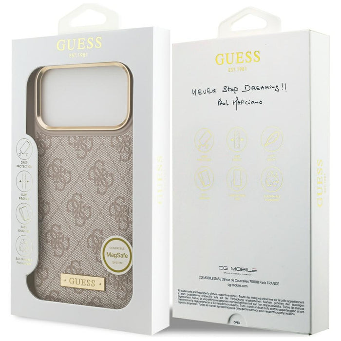 Guess 4G Logo Plate MagSafe Case for iPhone 17 Pro Max - Pink