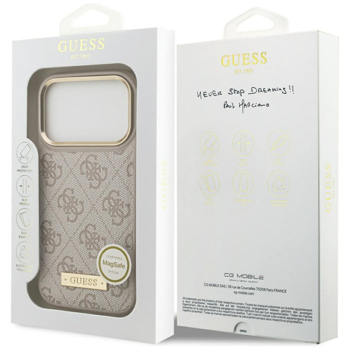 Guess 4G Logo Plate MagSafe Case for iPhone 17 Pro - Pink