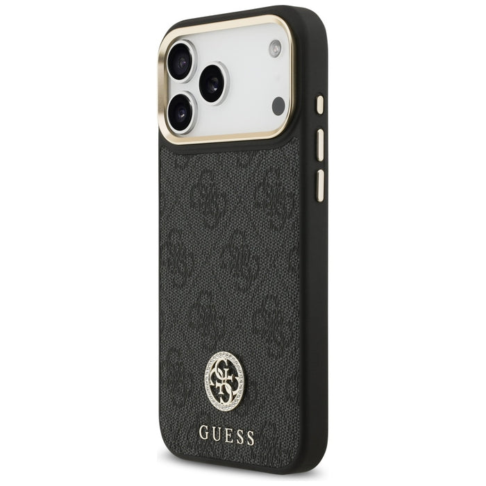 Guess 4G Srtass Logo &amp; Big Strap Metal Buttons MagSafe Case for iPhone 17 Pro Max - Black