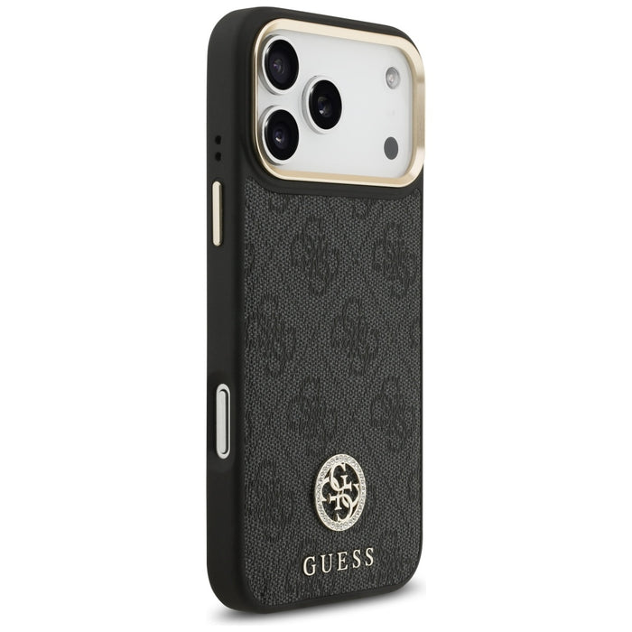 Guess 4G Srtass Logo &amp; Big Strap Metal Buttons MagSafe Case for iPhone 17 Pro Max - Black