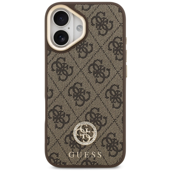 Guess 4G Strass Logo &amp; Big Strap Metal Buttons MagSafe Case for iPhone 17 - Brown