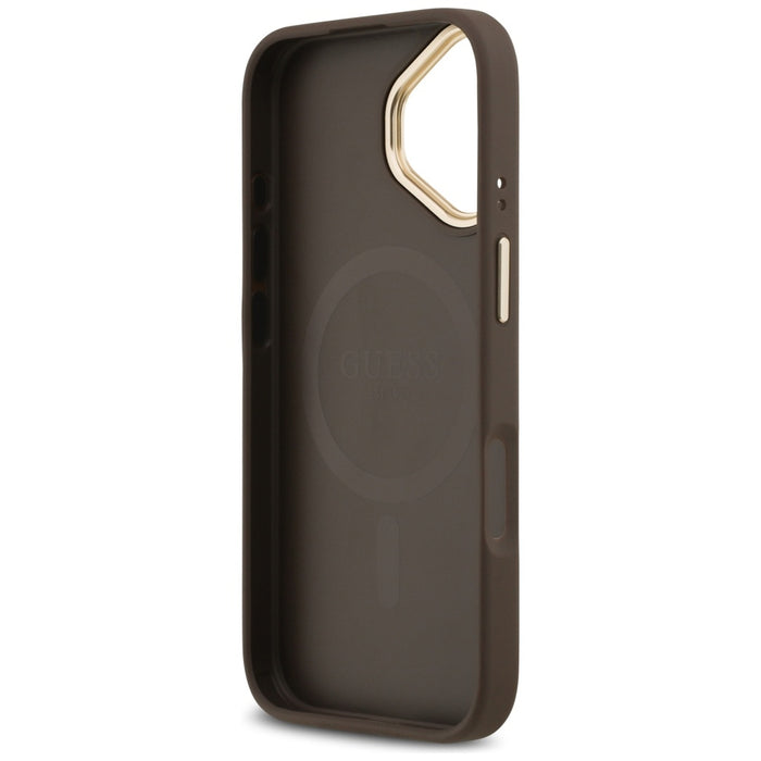 Guess 4G Strass Logo &amp; Big Strap Metal Buttons MagSafe Case for iPhone 17 - Brown