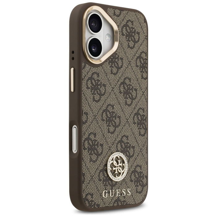 Guess 4G Strass Logo &amp; Big Strap Metal Buttons MagSafe Case for iPhone 17 - Brown