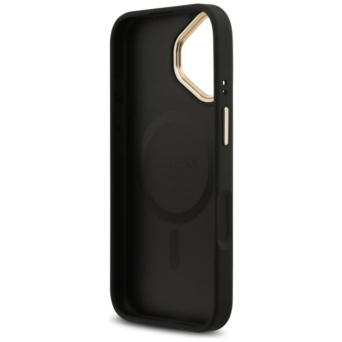 Guess 4G Strass Logo &amp; Big Strap Metal Buttons MagSafe Case for iPhone 17 - Black