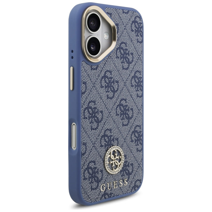 Guess 4G Strass Logo &amp; Big Strap Metal Buttons MagSafe Case for iPhone 17 - Blue