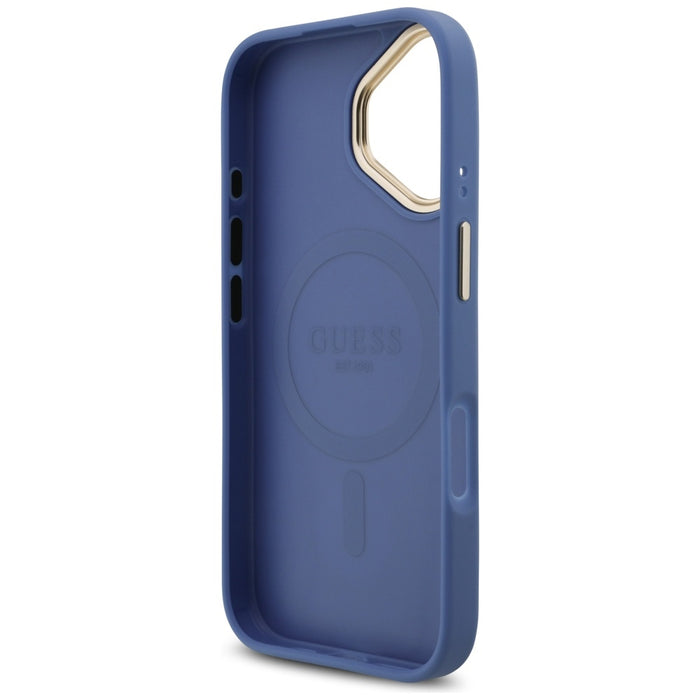 Guess 4G Strass Logo &amp; Big Strap Metal Buttons MagSafe Case for iPhone 17 - Blue