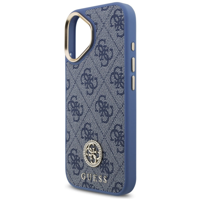 Guess 4G Strass Logo &amp; Big Strap Metal Buttons MagSafe Case for iPhone 17 - Blue