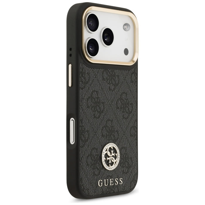 Guess 4G Strass Logo &amp; Big Strap Metal Buttons MagSafe Case for iPhone 17 Pro - Black