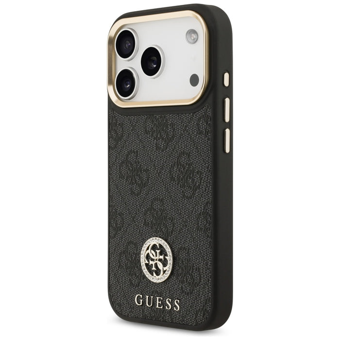 Guess 4G Strass Logo &amp; Big Strap Metal Buttons MagSafe Case for iPhone 17 Pro - Black