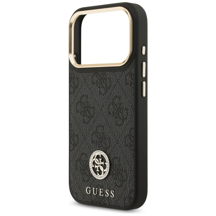 Guess 4G Strass Logo &amp; Big Strap Metal Buttons MagSafe Case for iPhone 17 Pro - Black