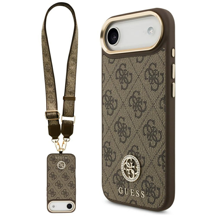 Guess 4G Strass Logo &amp; Big Strap Metal Buttons MagSafe Case for iPhone Air - Brown