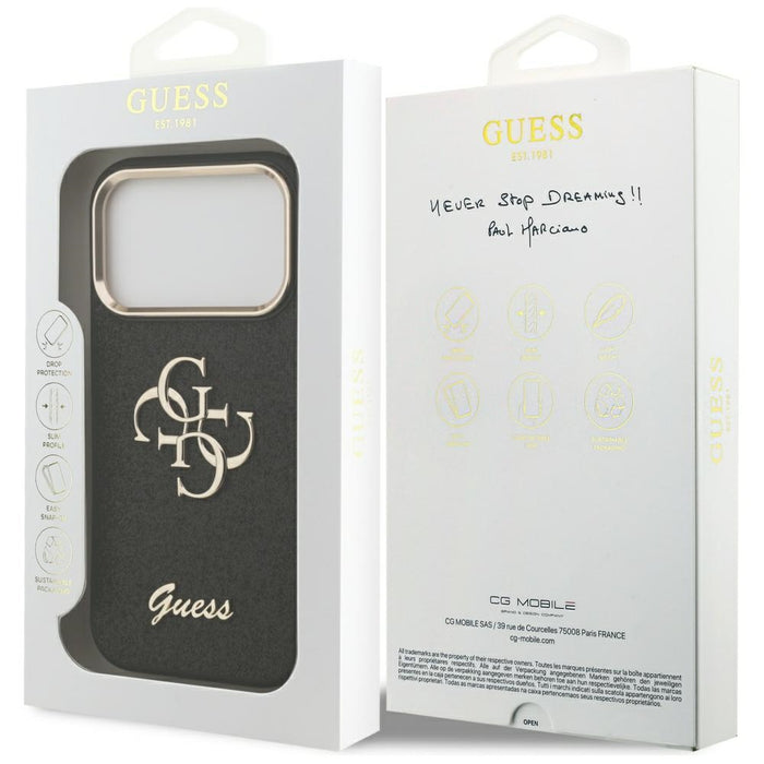 Guess Fixed Glitter Big 4G Metal Frame case for iPhone 17 Pro - black