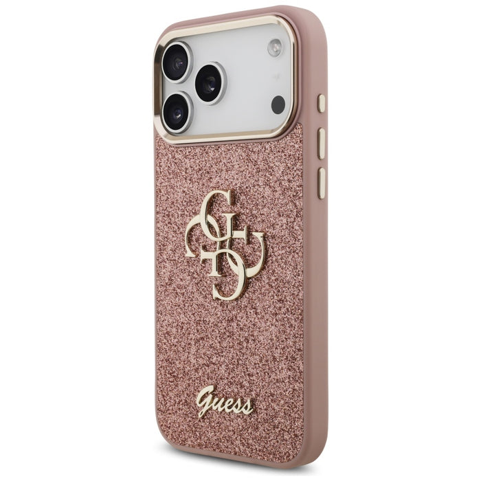 Guess Fixed Glitter Big 4G Metal Frame Case for iPhone 17 Pro Max - Pink