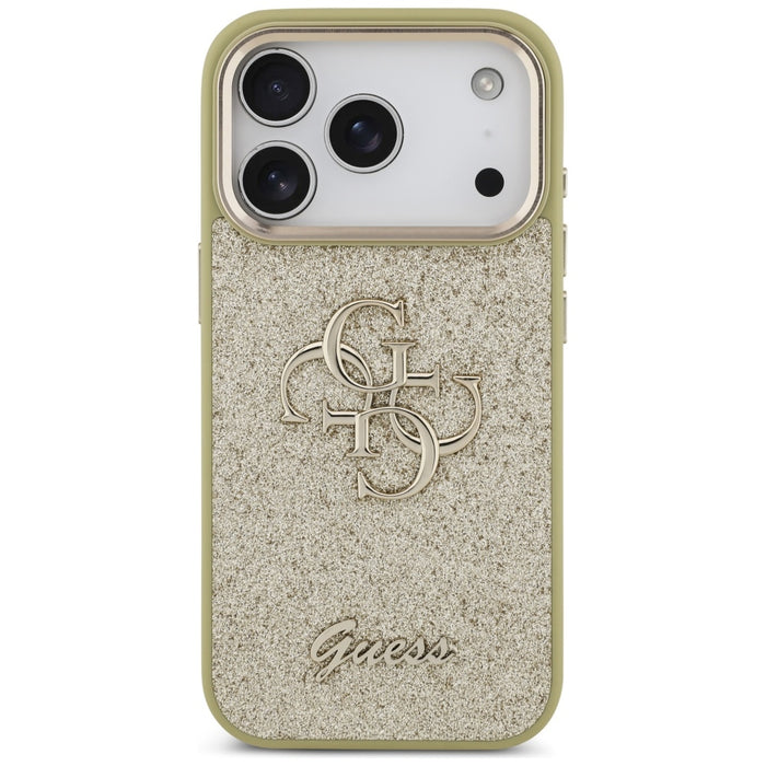 Guess Fixed Glitter Big 4G Metal Frame case for iPhone 17 Pro - gold